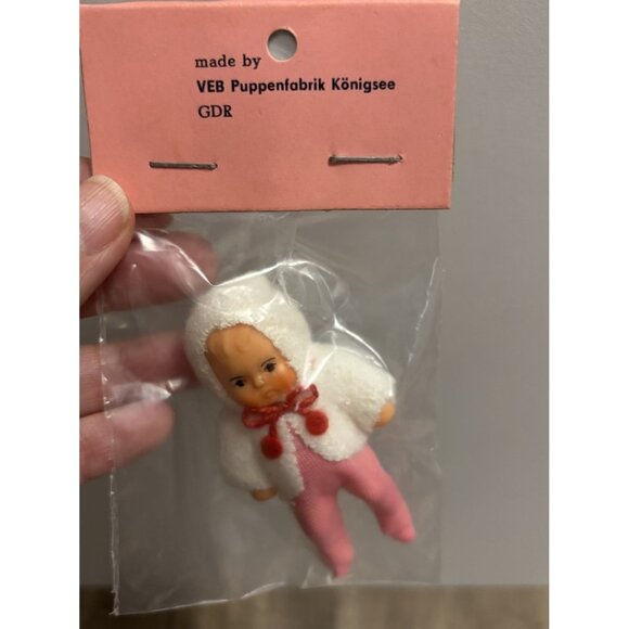 Vintage VEB Puppenfabrik Konigsee GDR 3" Miniature Rubber New In Package - Picture 2 of 5